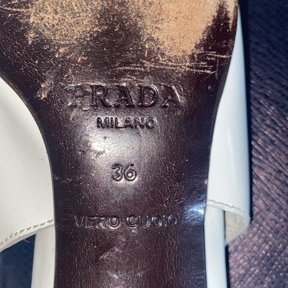 Prada white flat leather sling back sandal in size 6 - Picture 10 of 16